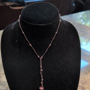 Delicate Pink Beaded Lariat Necklace - Women Jewelry